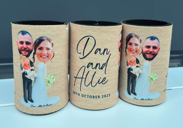 Personalised wedding stubby holder